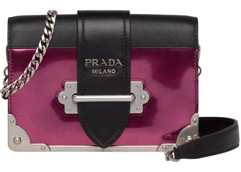 Prada Cahier Metallic Chain Pink in Calfskin with Silver